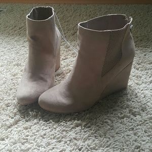 Torrid  taupe wedge booties